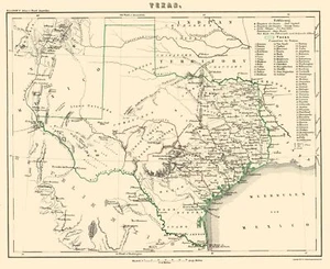 Mapa histórico del estado - Texas - Lange 1854 - 23 x 28,16 - Arte de pared vintage - Imagen 1 de 20