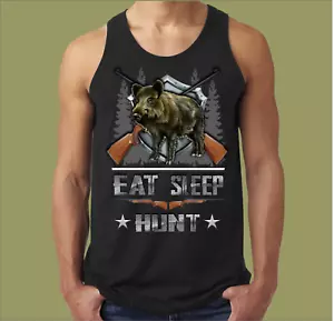 EAT SLEEP HUNT WILD BOARS SINGLET - Picture 1 of 1