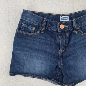 Old Navy Shorty Elastic Adjustable Waist Dark Wash Denim Shorts Girls Sz 12 - Picture 1 of 12