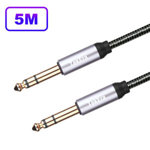 5m 1/4" 6.35mm Stereo Cable Balanced Patch Lead TRS Gold Plated 5 metre