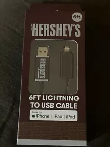 Hershey’s 6 ft iPhone iPad iPod Compatible USB Cable Charger Hersheys NIB sealed - Picture 1 of 4