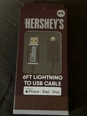 Hershey’s 6 ft iPhone iPad iPod Compatible USB Cable Charger Hersheys NIB sealed - Image 1 of 4