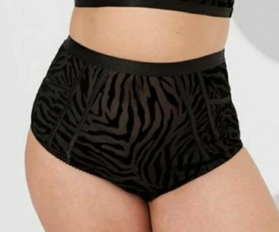 Sexy Braguita Calzoncillo Negro Cintura Alta Flocado Cebra Talla Grande 1X, 14/16 Foto 1 de 4