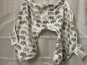 Boppy Premium Original Support Pillow Cover Gray Elephants Plaid - Picture 1 of 4