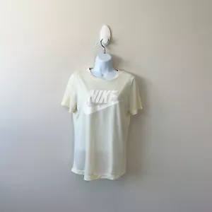 Nike Women’s Sportswear Cotton Logo T-Shirt Cream Athletic Gym Top Size Small - Picture 1 of 11