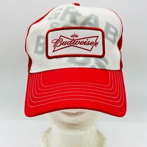 Cappello Berretto Budweiser Patch Maglia Birra Logo Camionista Regolabile Adulto Rosso - Foto 1 di 8