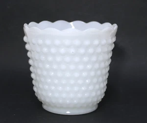 Vintage Milk Glass Planter Hobnail 5 1/4 Scalloped Rim White - Picture 1 of 5