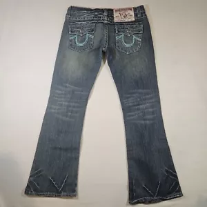 True Religion Jeans Womens 28x29 Blue Rainbow Billy Boot Cut EUC - Picture 1 of 11
