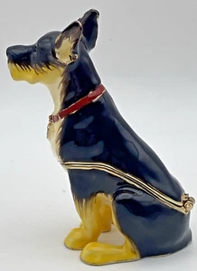 Swarovski Crystal Accented Enamel Hinged Lid Trinket box - GERMAN SHEPARD - Picture 1 of 21