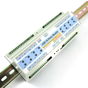 USB 16 Kanal Relaiskarte DIN Rail BOX - Virtual COM Port, Optische Isolation - Bild 1 von 1