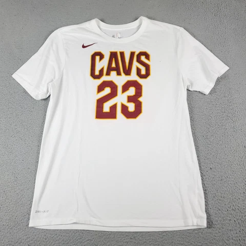 Nike Cleveland Cavaliers T Shirt Mens Large White Lebron James NBA Basketball * Cover