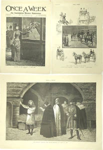 1891 Death Sentence St Joan of Arc Engraving Once A Week Newspaper NY Horse Show - Picture 1 of 9