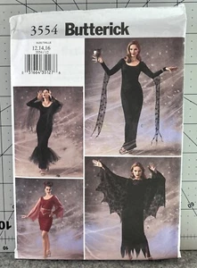 Butterick 3554 Costume Goth Witch Bat Vampire Sexy Wiggle Dress Belt Cape 12-16 - Picture 1 of 2