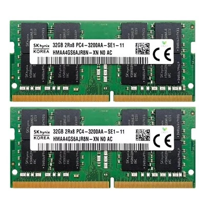 Hynix 64GB 2X32GB DDR4 3200MHz PC4-25600 262-Pins 2RX8 Laptop SODIMM Memory Ram - Image 1 of 4