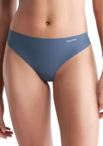 CALVIN KLEIN Women's Invisibles Thong Underwear Blue Edge Size Small - Picture 1 of 5