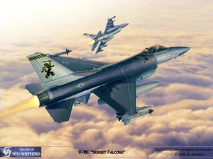 ART PRINT: F-16C Sunset Falcons by  Shepherd - Picture 1 of 1