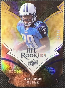 Upper Deck Icons Chris Johnson 2008 dorado troquelado novato/75 #116 Tennessee - Imagen 1 de 2