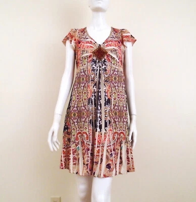 Apt. 9 Vestido Corto Multicolor Poliéster Cintura Imperio Cuentas Manga Gorra Talla Mp Foto 1 de 4