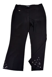 Lisette L Montreal Black Career Stretch Pull On Pants Embellished Ankle Size L - Picture 1 of 8