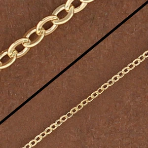 14kt Gold Cable Chain, Dainty Flat Cable, 1ft, Mini Designer Link Chain 1617F - Picture 1 of 3
