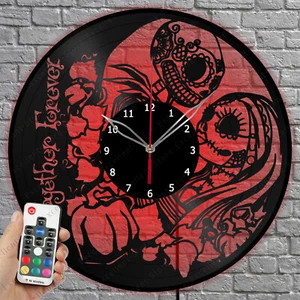 LED Vinyl Clock Jack And Sally LED Light Vinyl Record Wall Clock Home Decor 1981 - Picture 1 of 11