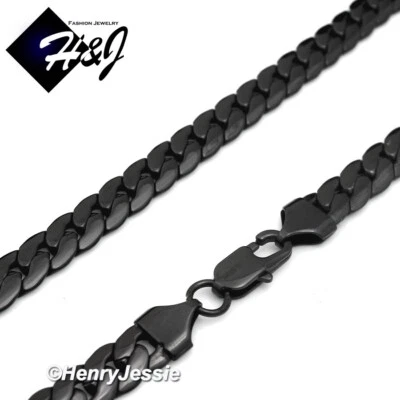 Collar de cadena cubana Miami enchapado en negro de 8 mm de acero inoxidable HOMBRE 16"-40"*B155 Foto 1 de 4