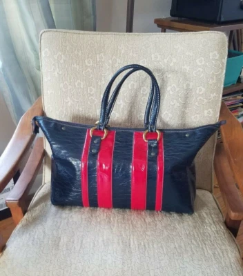 De Colección Años 60 Rojo Azul Marino Vinilo Mod GoGo Doctors Bolso de Noche Equipaje de Viaje 16x11 Cremallera Foto 1 de 4