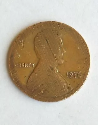 1976 Lincoln Memorial Penny 1c Cent Coin Error Split Planchet Before Strike -DDO - Image 1 of 4