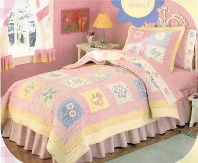 New Window Box Pink Flower Girls Kids Bedding Quilt Sham Valance Sheet Set, FULL - Image 1 of 3
