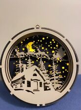 Wooden Christmas Light Box with  House and Flying Santa Kit