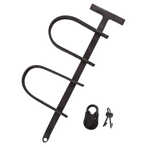 Mittelalterliche Handschellen aus Stahl mit kleinem Vorhängeschloss Rollenspiel - Bild 1 von 2
