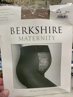 Berkshire Maternity Sz B Nude Opaque Leg Tights Lace Tummy Panel Style # 5701 - Image 1 of 4