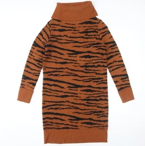 M&Co Women's Brown Animal Print Jumper Dress Size 8 - Picture 1 of 12