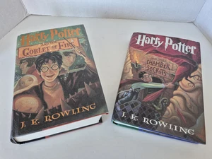 1st American Edition Harry Potter Goblet of Fire Scholastic Chamber Secrets HB - Picture 1 of 5