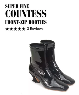 John Fluevog Super Fine Countess charol tacón cremallera botín -8.5/9 Foto 1 de 4