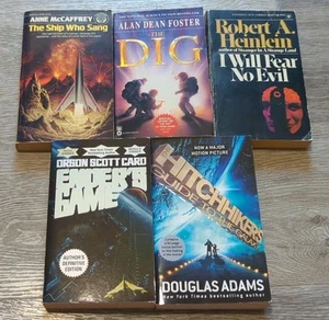Classic Science Fiction 5 book lot. Heinlein, McCaffrey, Orson Scott Card, Adams - Picture 1 of 4