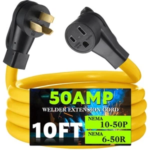 10FT 50Amp Welder Adapter Cord, NEMA 10-50P Male to 6-50R Female, 50Amp 3 Pro... - Picture 1 of 7