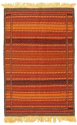 Traditional Vintage Hand Woven Oriental Carpet 3'3" x 5'1" Wool Kilim Area Rug - Image 1 of 4