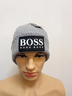 HUGO BOSS Hombre Adulto Informal Exterior Invierno Cálido Tejido Gorro Sombreros Gris Foto 1 de 3
