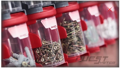 QuestSystem Modular Organiser Bin  Q2 - Pack of 10 – Stackable Storage Box (red) - Image 1 of 4