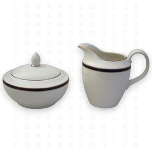 ROYAL DOULTON Oxford Blau Zuckerdose & Milchkännchen Set Bone China * 1995 Indonesien - Bild 1 von 15