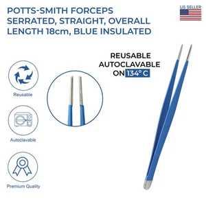 Insulated Potts Smith Forceps Straight Serrated Tips Premium Surgical instrument - Picture 1 of 10