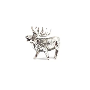 925 Sterling Silber Tier Figur Hirsch 3.1cm massive Miniaturfigur Objekt 13.5gr - Picture 1 of 11
