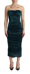 DOLCE & GABBANA Dress Turquoise Bustier Bodice Draped Midi IT40/US6/S RRP $3500 - Picture 1 of 9