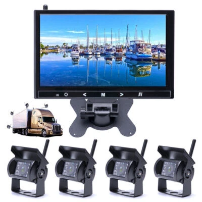 9" Monitor + 4 X Wireless Rear View Backup Cameras For RV Truck Bus Trailer kit - Image 1 of 4
