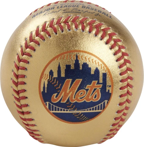 New York Mets Rawlings Gold Leather Baseball Cover