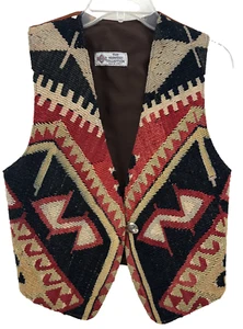 The Nomadic Collection Turkish Kilim Vest Women's Size S Vintage Wool Suede Back - Picture 1 of 11