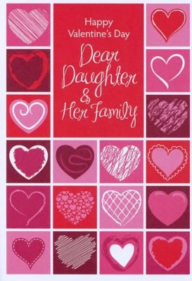 Feliz Día de San Valentín Querida Hija y Su Familia - Tarjeta de Felicitación de San Valentín - 27031 Foto 1 de 2