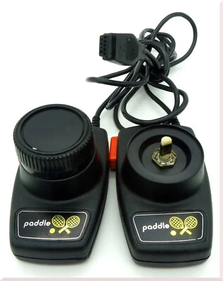 Untested Black Atari 2600 Paddle Turning Two Controllers Set - Image 1 of 4