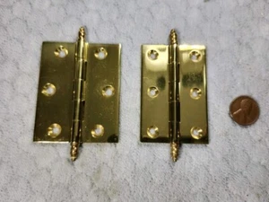2-1/2 x 2 Brass Cabinet Hinges Urn Tip Baldwin NOS - Picture 1 of 2